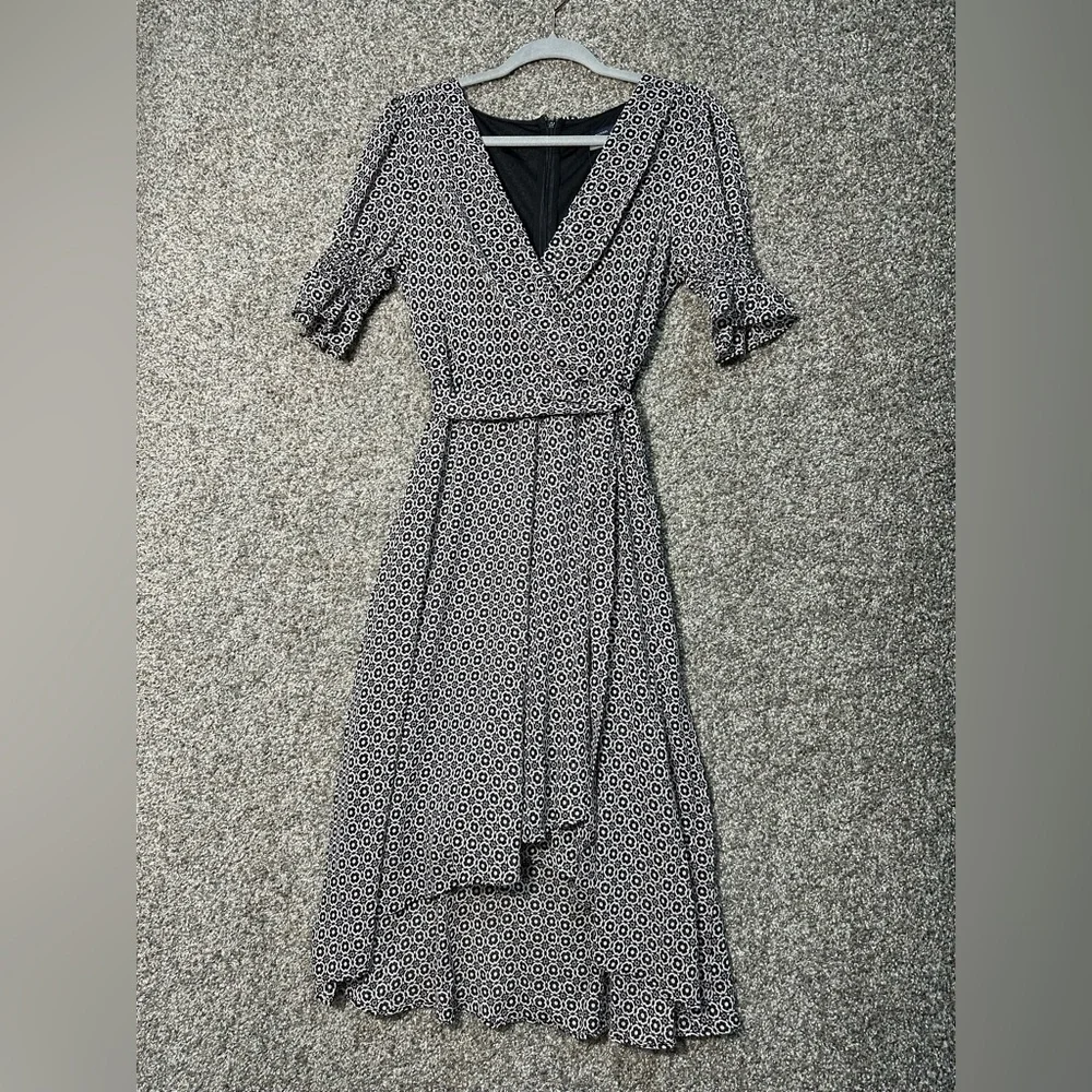 NWT Tommy Hilfiger Faux Wrap Short Sleeve Chiffon Dress Size 8 - Picture 5 of 9